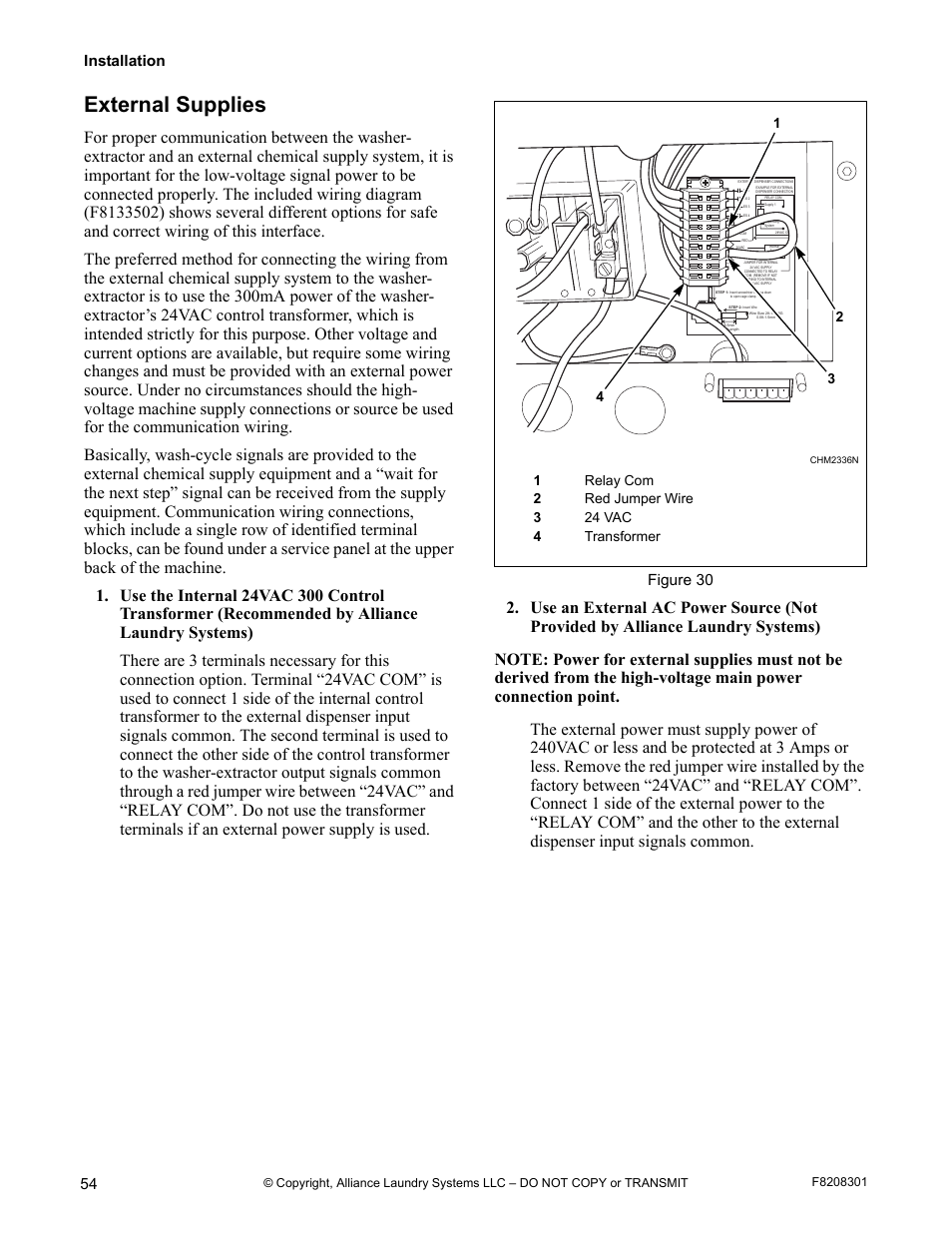 External supplies | Alliance Laundry Systems CHM1772C User Manual | Page 56 / 60