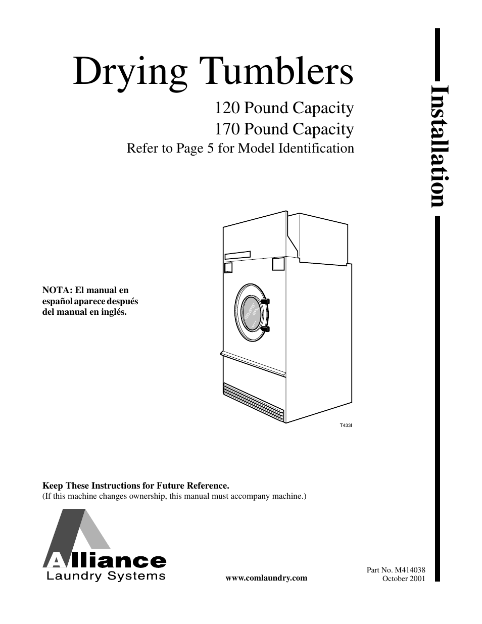 Alliance Laundry Systems T433I User Manual | 116 pages