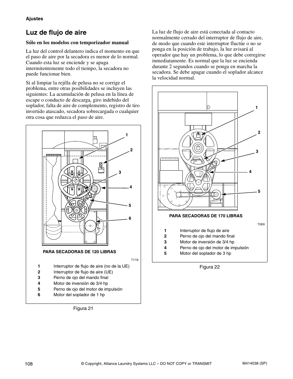 Luz de flujo de aire | Alliance Laundry Systems T433I User Manual | Page 110 / 116
