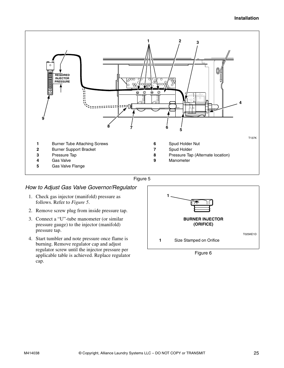 How to adjust gas valve governor/regulator | Alliance Laundry Systems T433I User Manual | Page 27 / 116