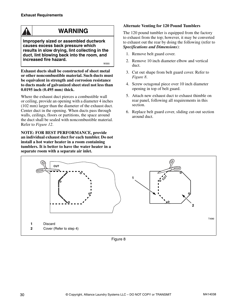 Warning | Alliance Laundry Systems T433I User Manual | Page 32 / 116