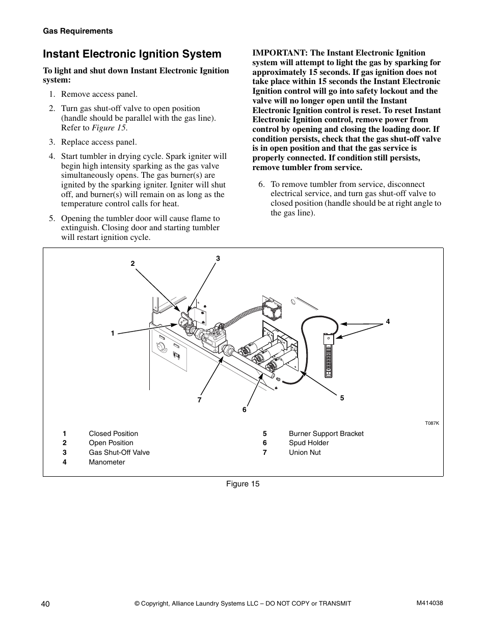 Instant electronic ignition system | Alliance Laundry Systems T433I User Manual | Page 42 / 116