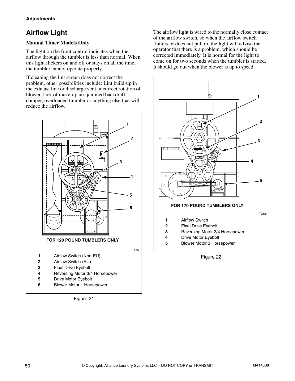 Airflow light | Alliance Laundry Systems T433I User Manual | Page 52 / 116