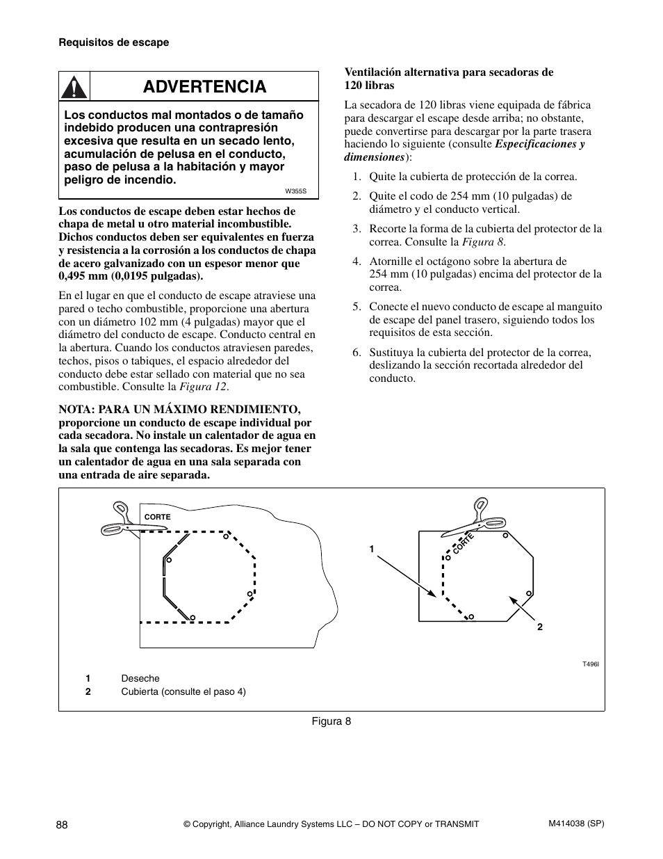 Advertencia | Alliance Laundry Systems T433I User Manual | Page 90 / 116
