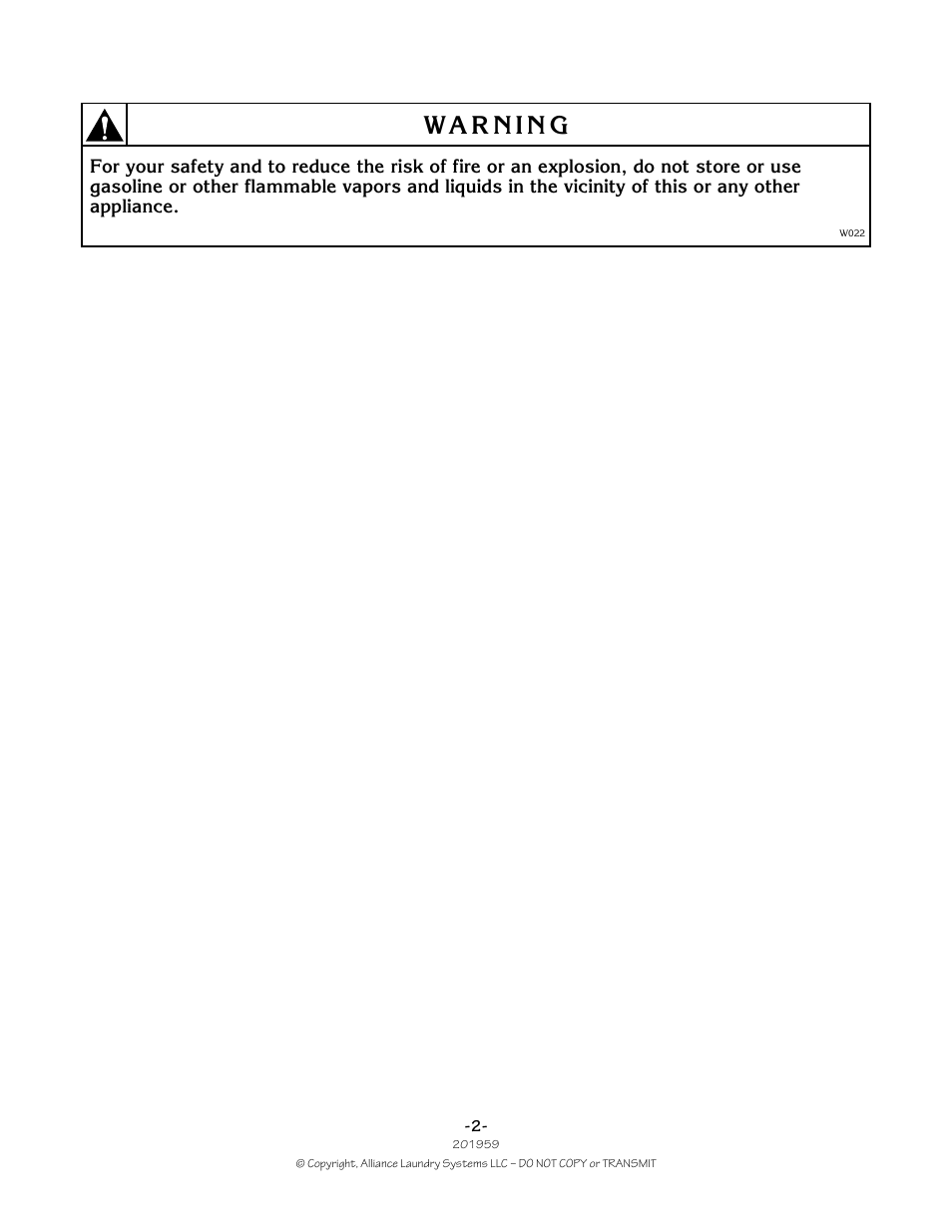 Alliance Laundry Systems 201959R1 User Manual | Page 2 / 22