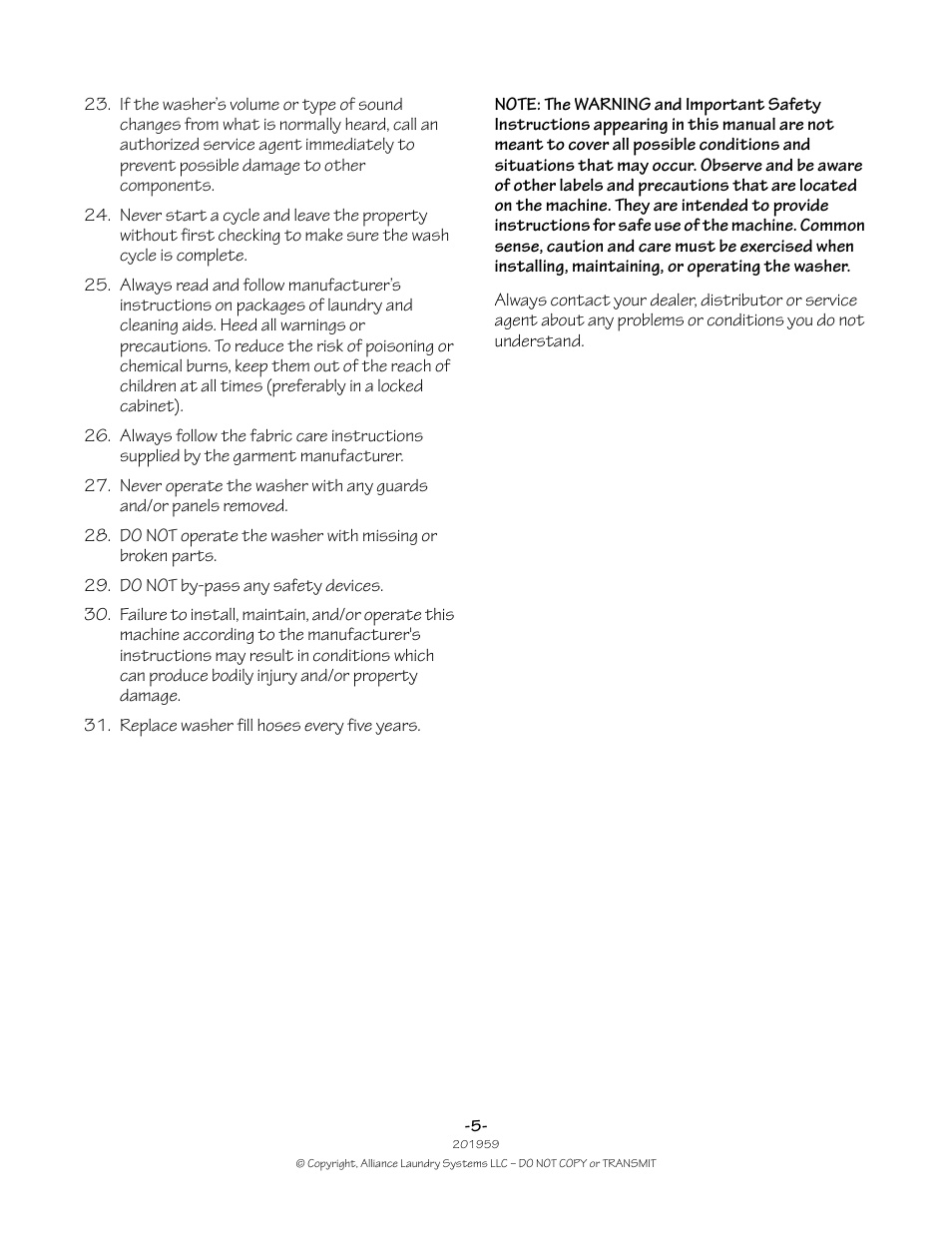 Alliance Laundry Systems 201959R1 User Manual | Page 5 / 22
