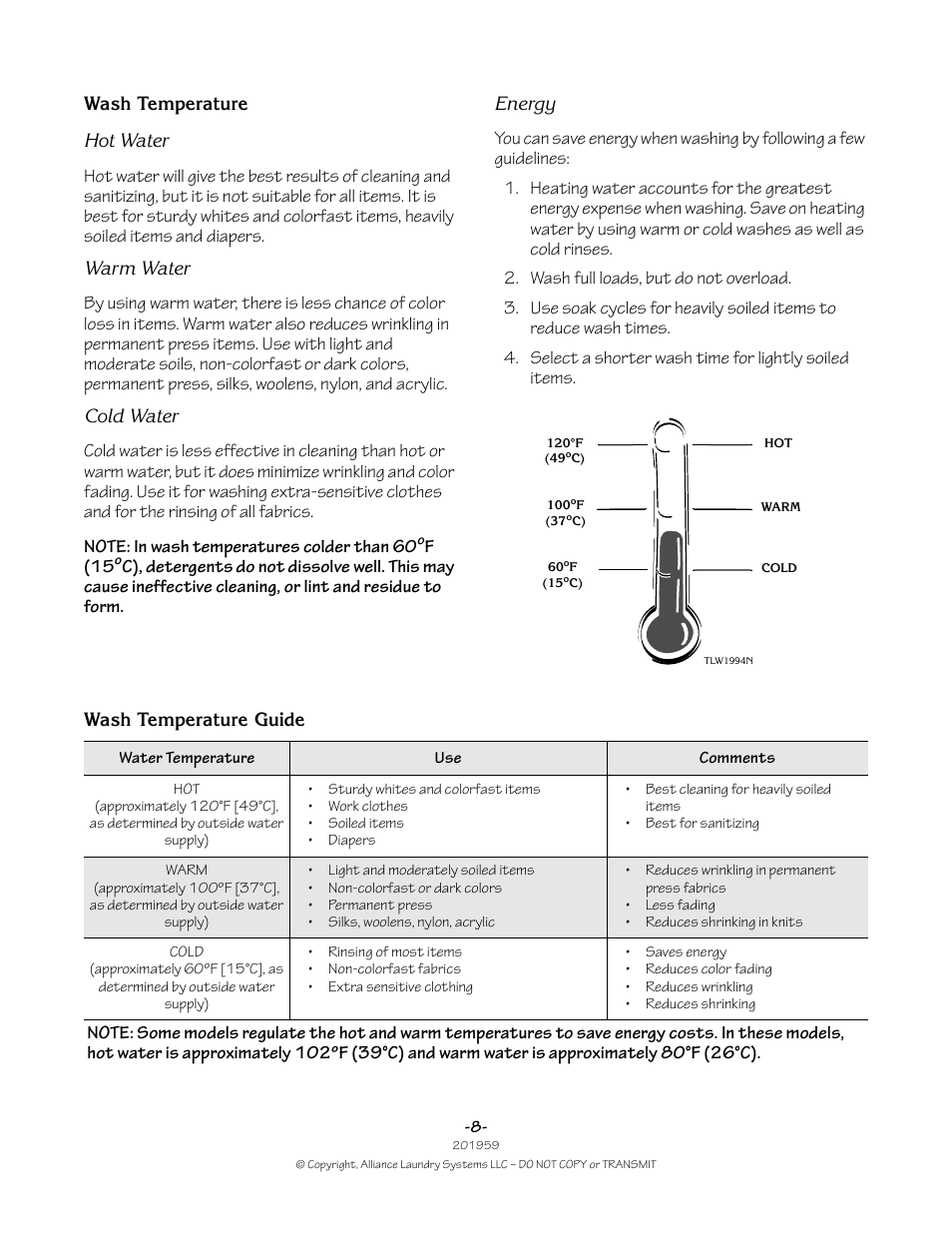 Alliance Laundry Systems 201959R1 User Manual | Page 8 / 22