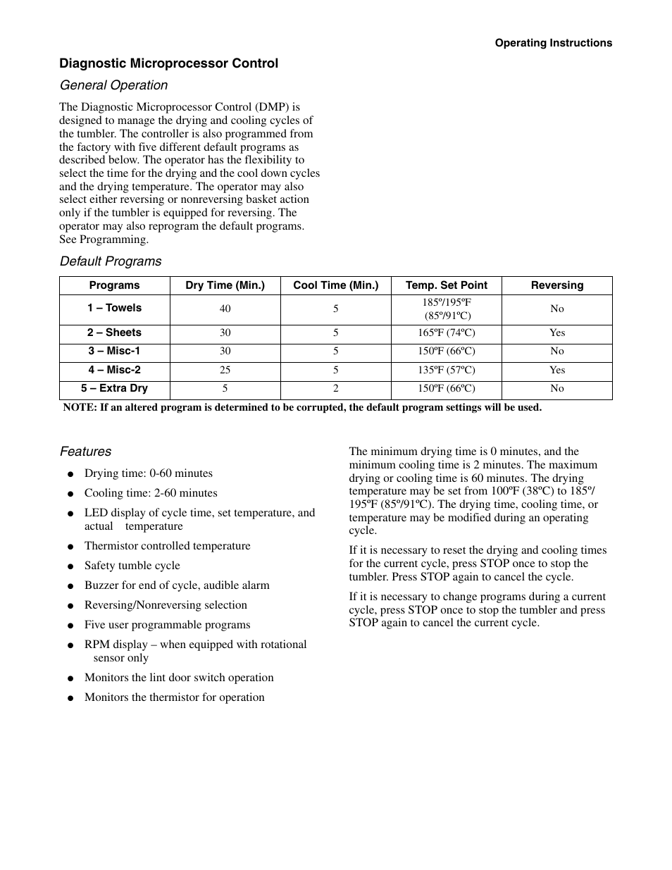 Diagnostic microprocessor control | Alliance Laundry Systems Drying Tumblers 50 Pound Capacity 75 Pound Capacity Model Identification Part No. 70400301R3 User Manual | Page 17 / 30