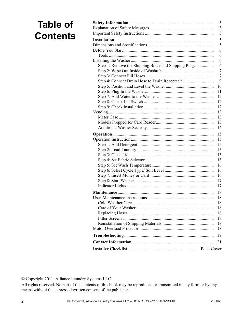 Alliance Laundry Systems TLW12CTLW12C User Manual | Page 4 / 26