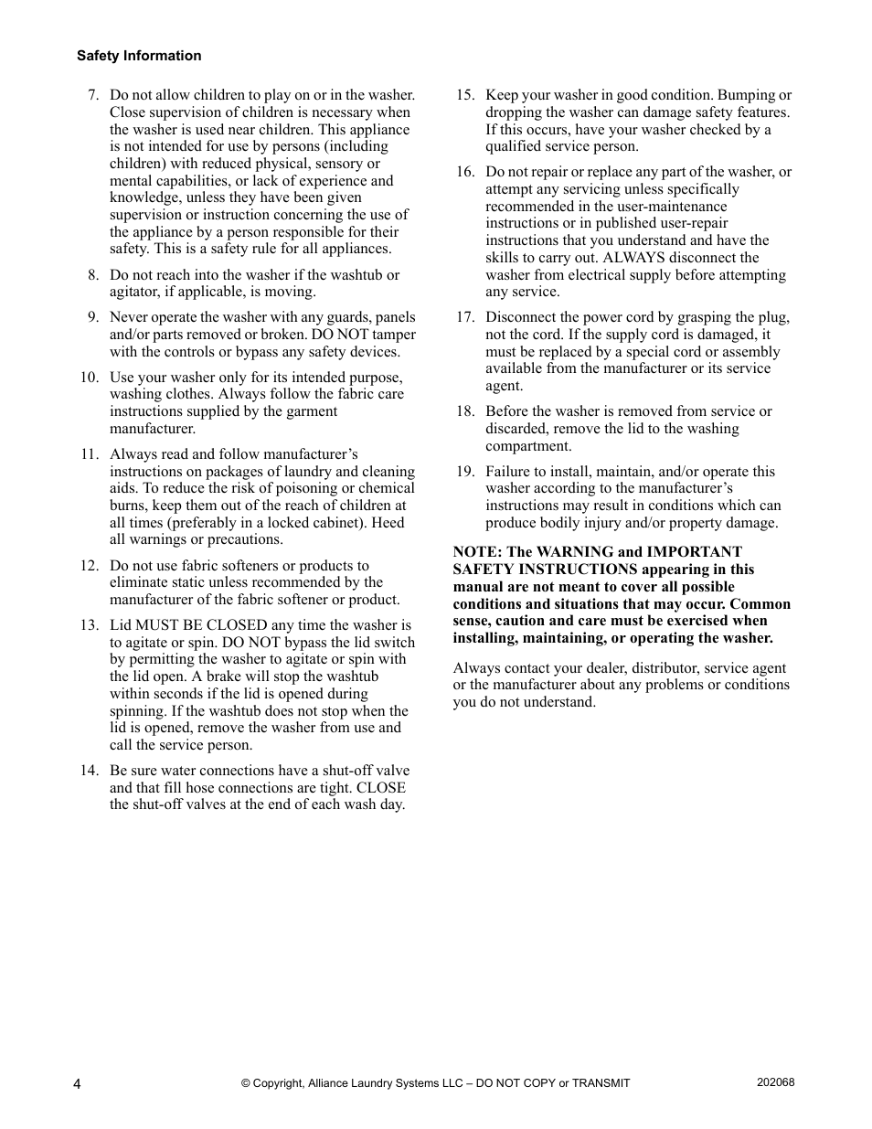 Alliance Laundry Systems TLW12CTLW12C User Manual | Page 6 / 26