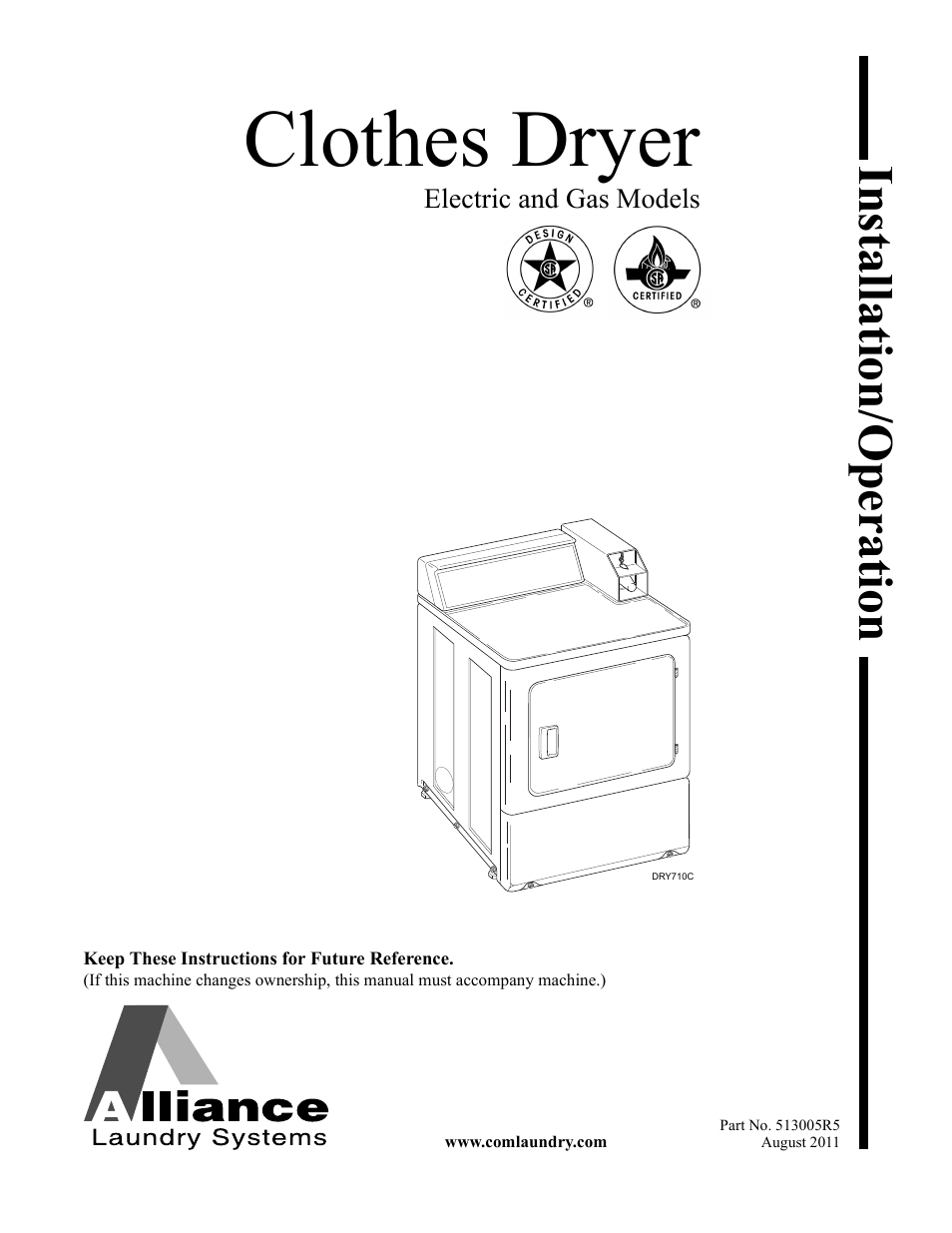 Alliance Laundry Systems DRY710C User Manual | 36 pages