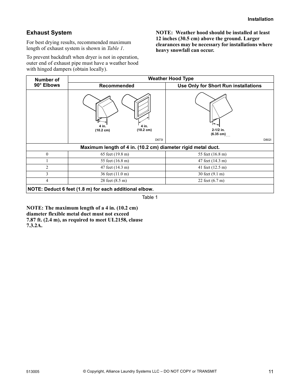 Exhaust system | Alliance Laundry Systems DRY710C User Manual | Page 13 / 36