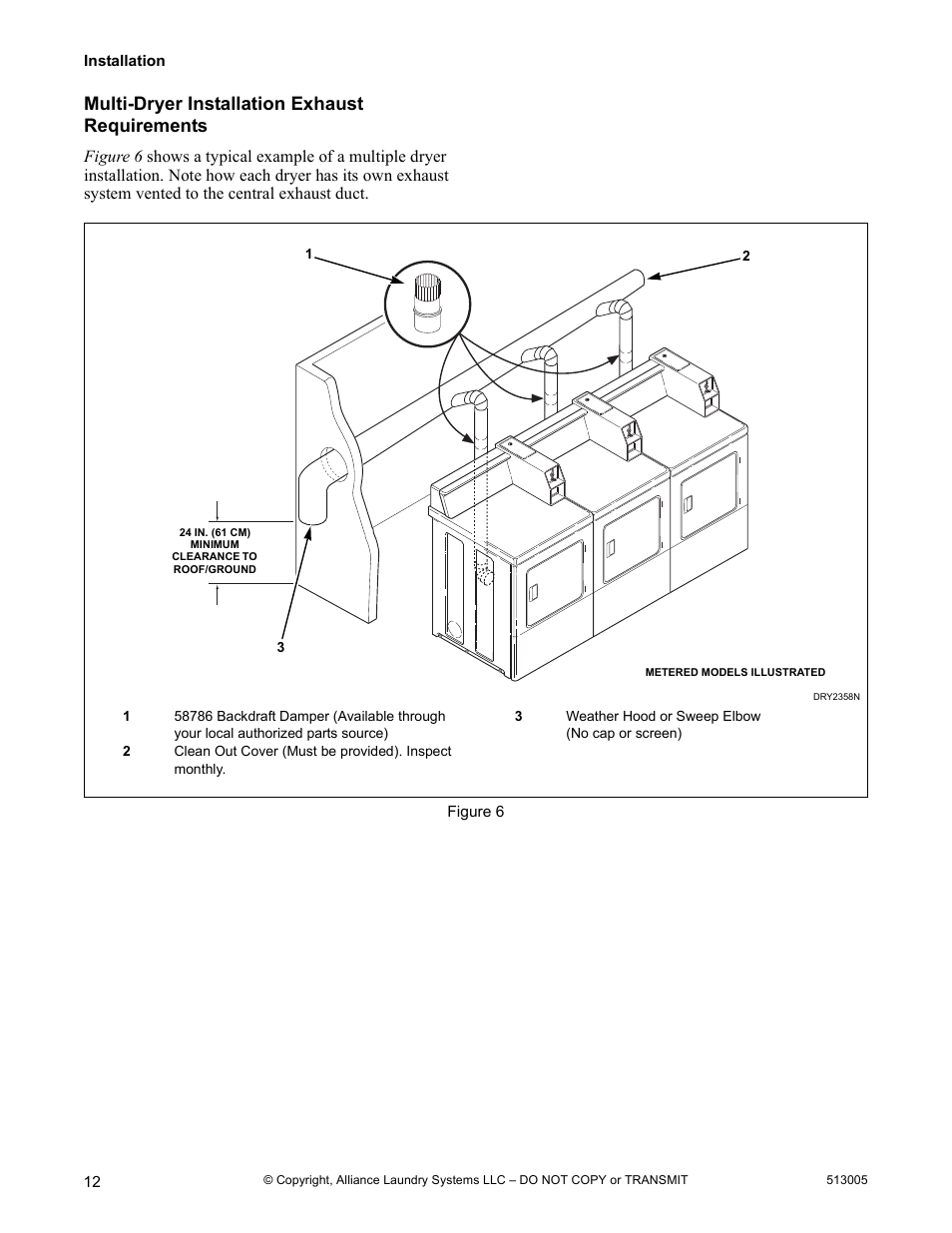 Multi-dryer installation exhaust requirements | Alliance Laundry Systems DRY710C User Manual | Page 14 / 36