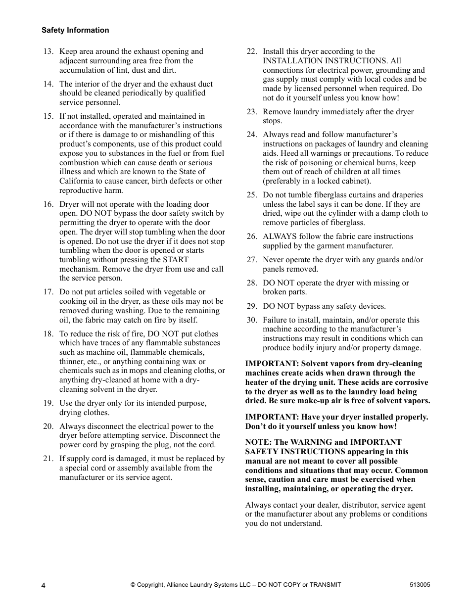 Alliance Laundry Systems DRY710C User Manual | Page 6 / 36