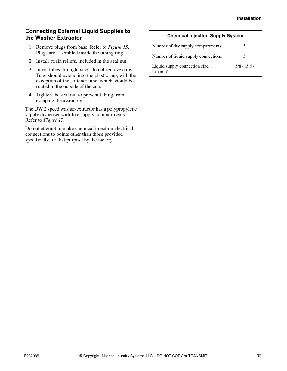 Alliance Laundry Systems UW POCKET HARDMOUNT UW35B2 User Manual | Page 35 / 40