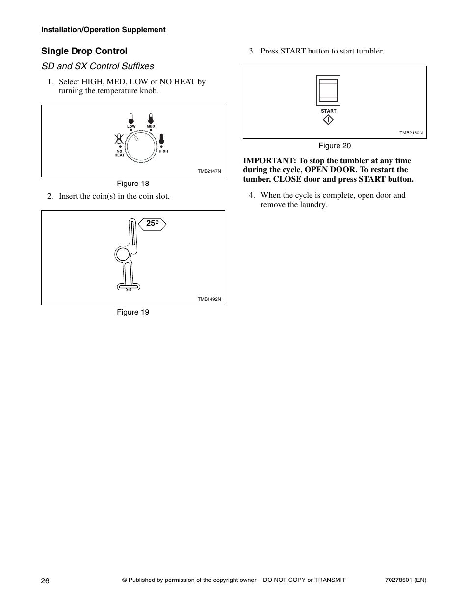 Single drop control | Alliance Laundry Systems Drying Tumbler 70278501R5EN User Manual | Page 28 / 32