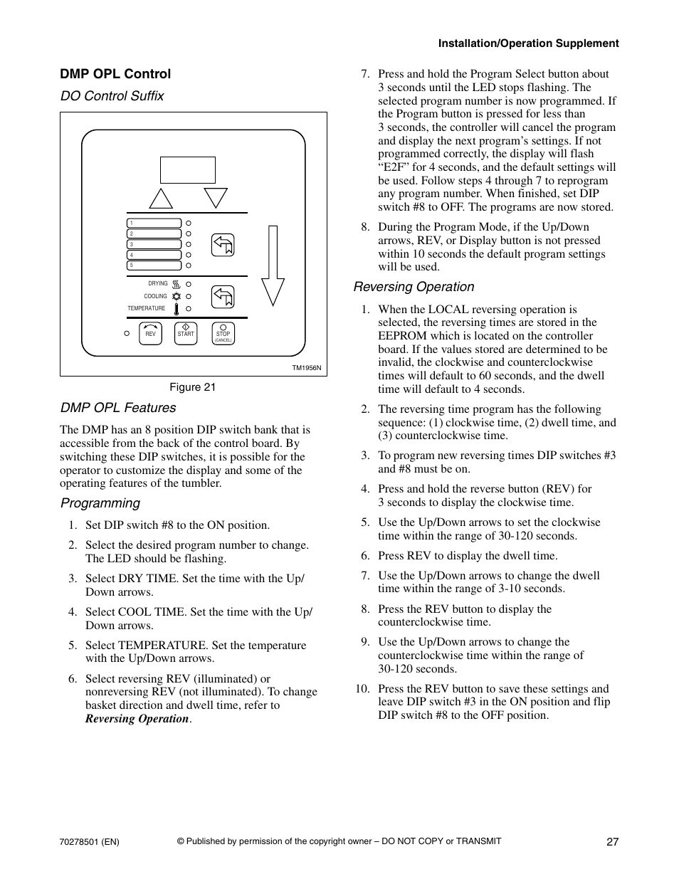 Dmp opl control | Alliance Laundry Systems Drying Tumbler 70278501R5EN User Manual | Page 29 / 32