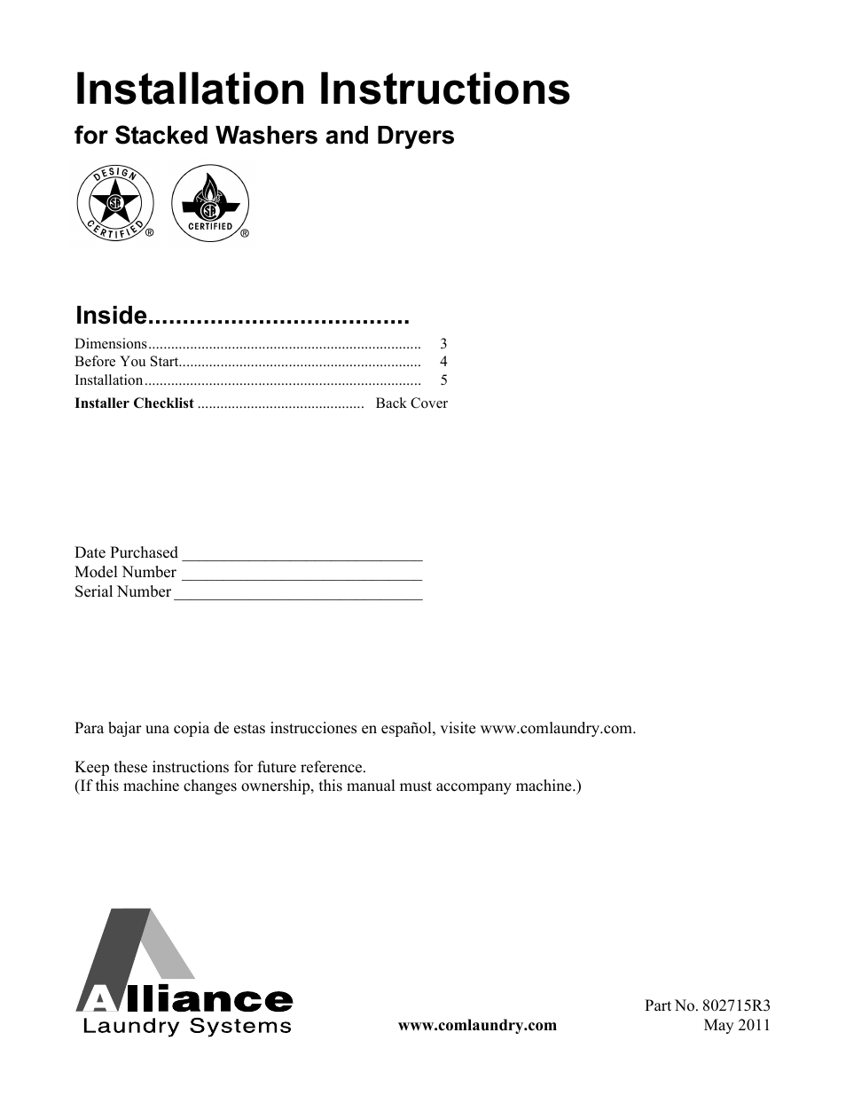Alliance Laundry Systems Dishwasher User Manual | 24 pages