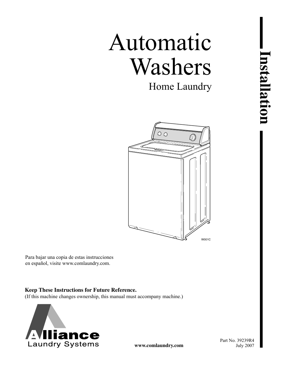 Alliance Laundry Systems W001C User Manual | 18 pages