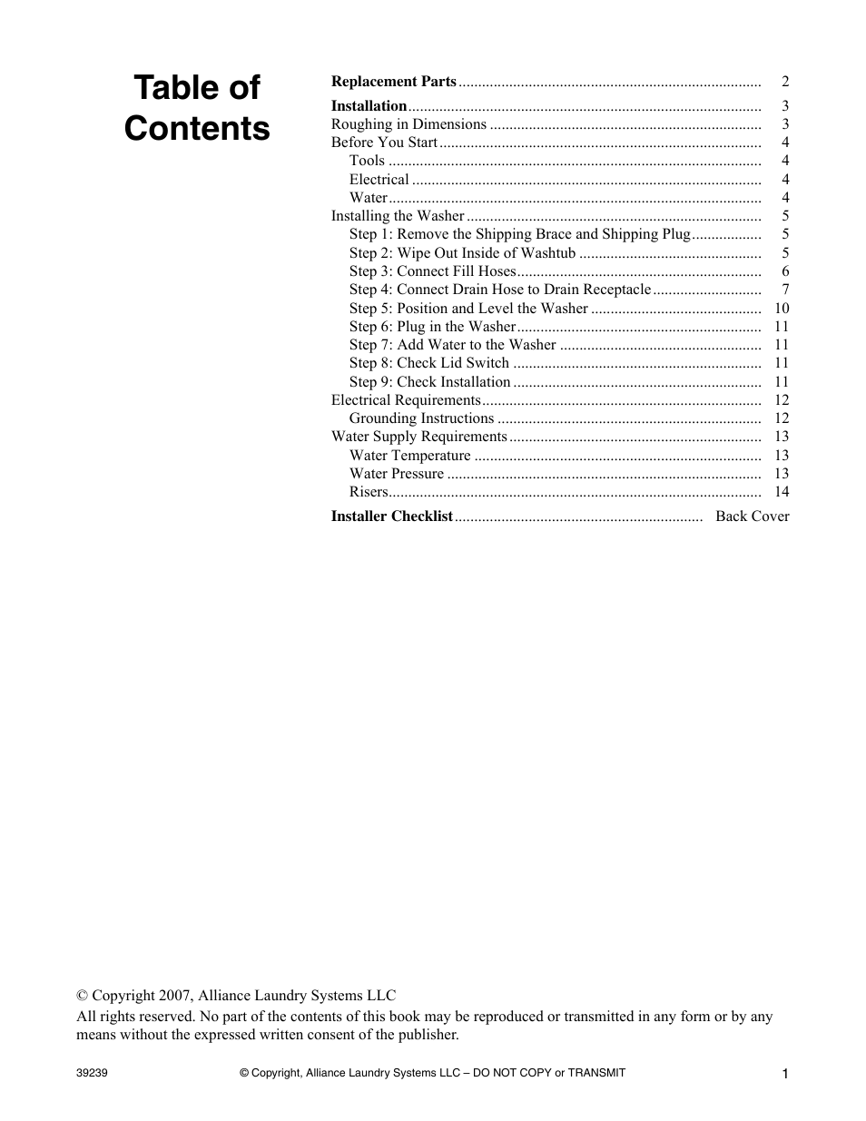 Alliance Laundry Systems W001C User Manual | Page 3 / 18