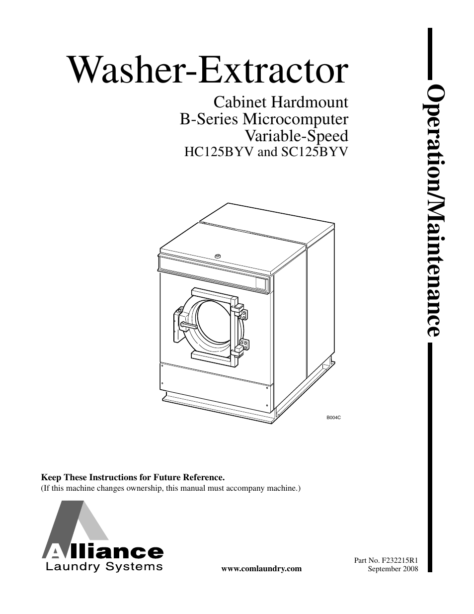 Alliance Laundry Systems HC125BYV User Manual | 21 pages