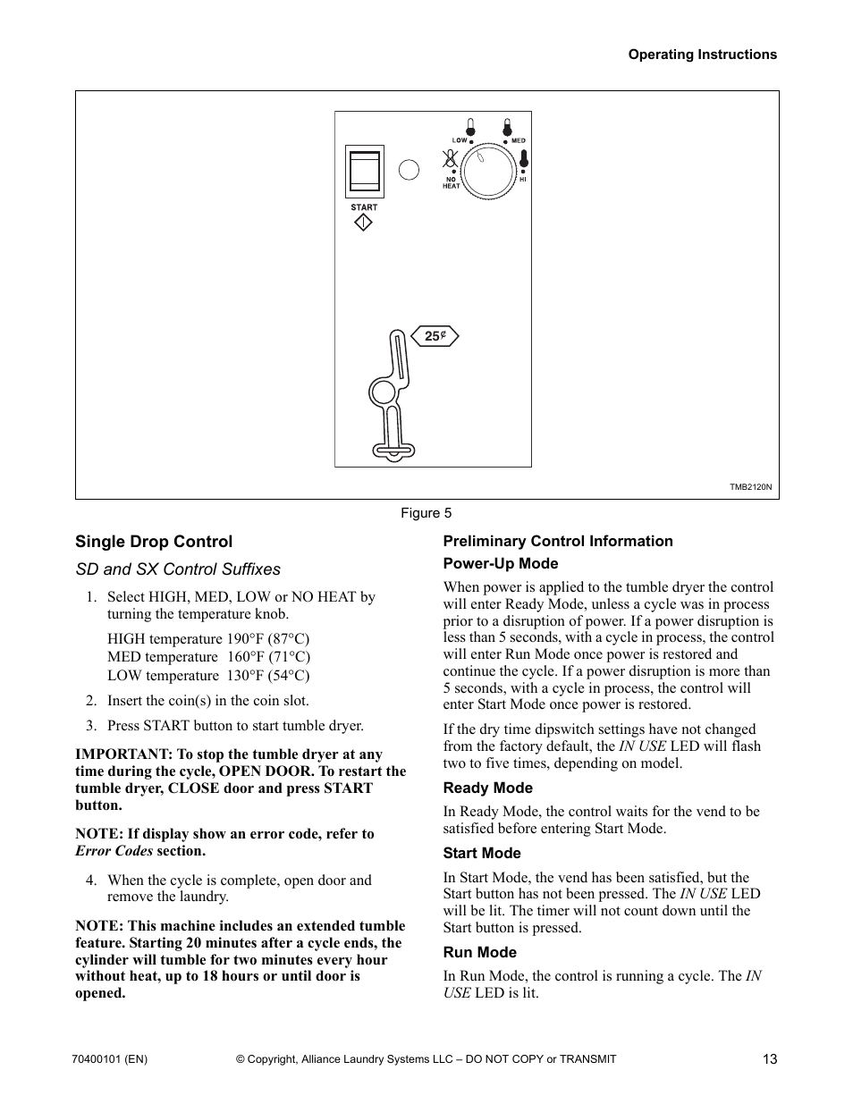 Single drop control | Alliance Laundry Systems 602004144 User Manual | Page 15 / 28