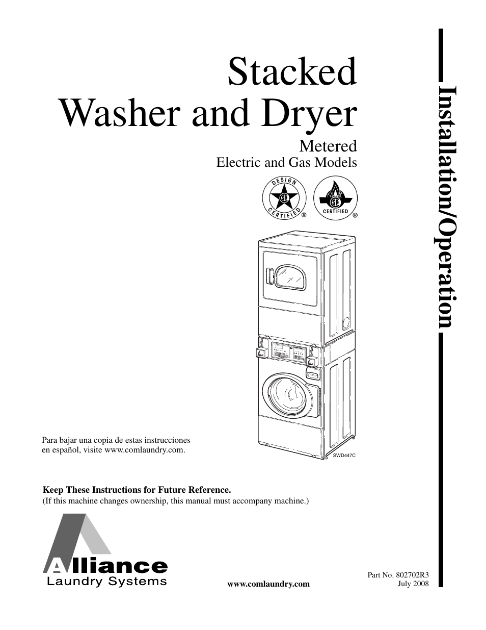 Alliance Laundry Systems SWD447C User Manual | 54 pages