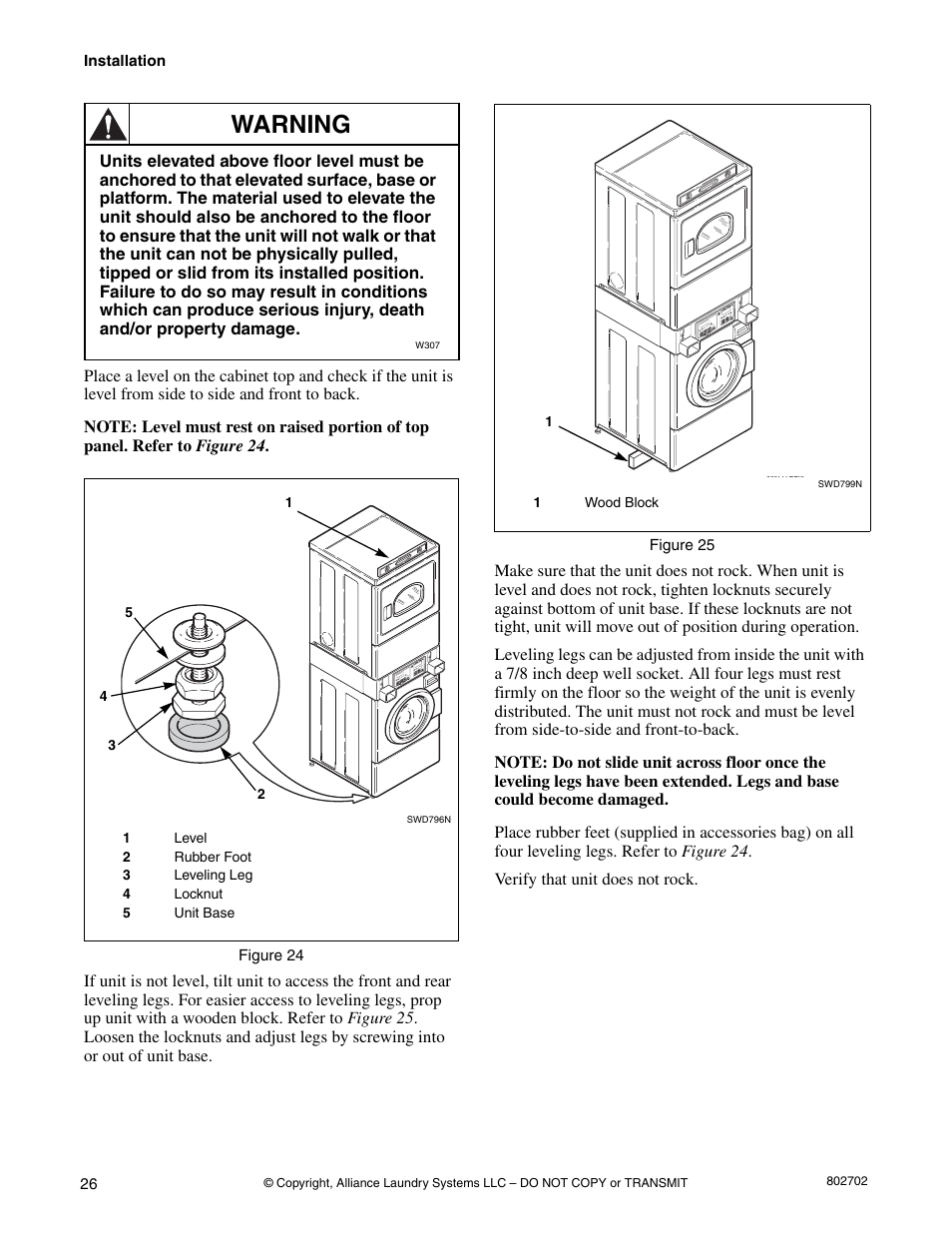 Warning | Alliance Laundry Systems SWD447C User Manual | Page 28 / 54