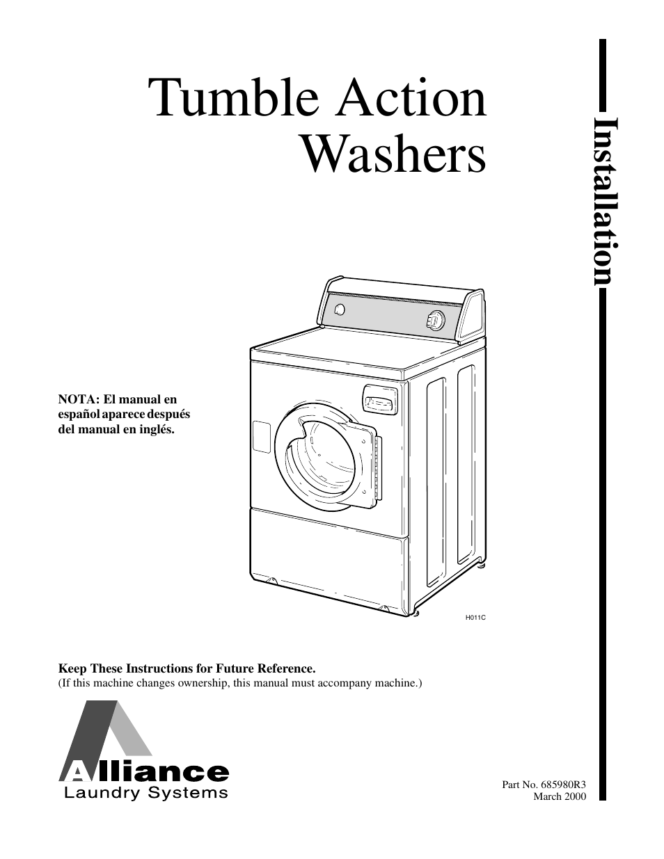 Alliance Laundry Systems H011C User Manual | 42 pages