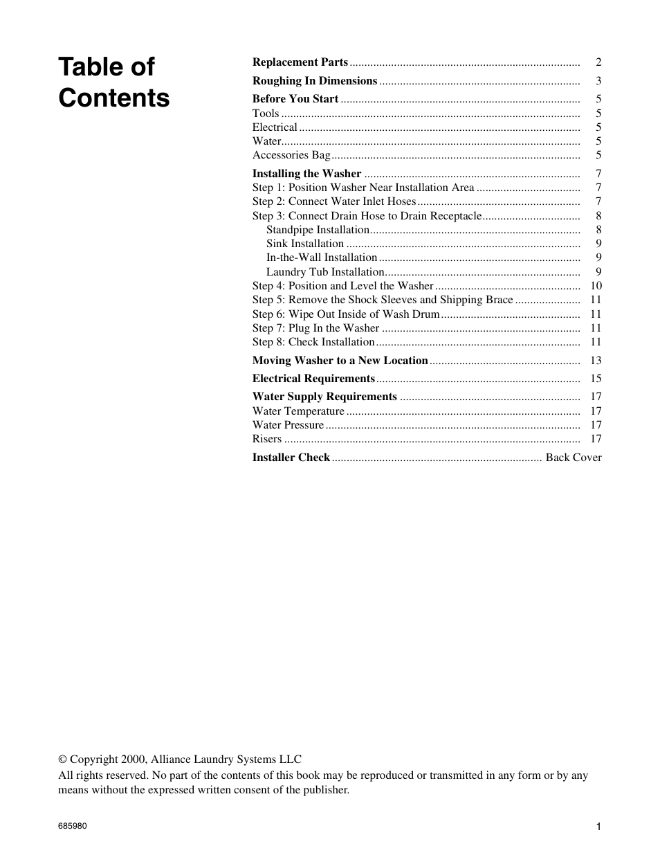 Alliance Laundry Systems H011C User Manual | Page 3 / 42