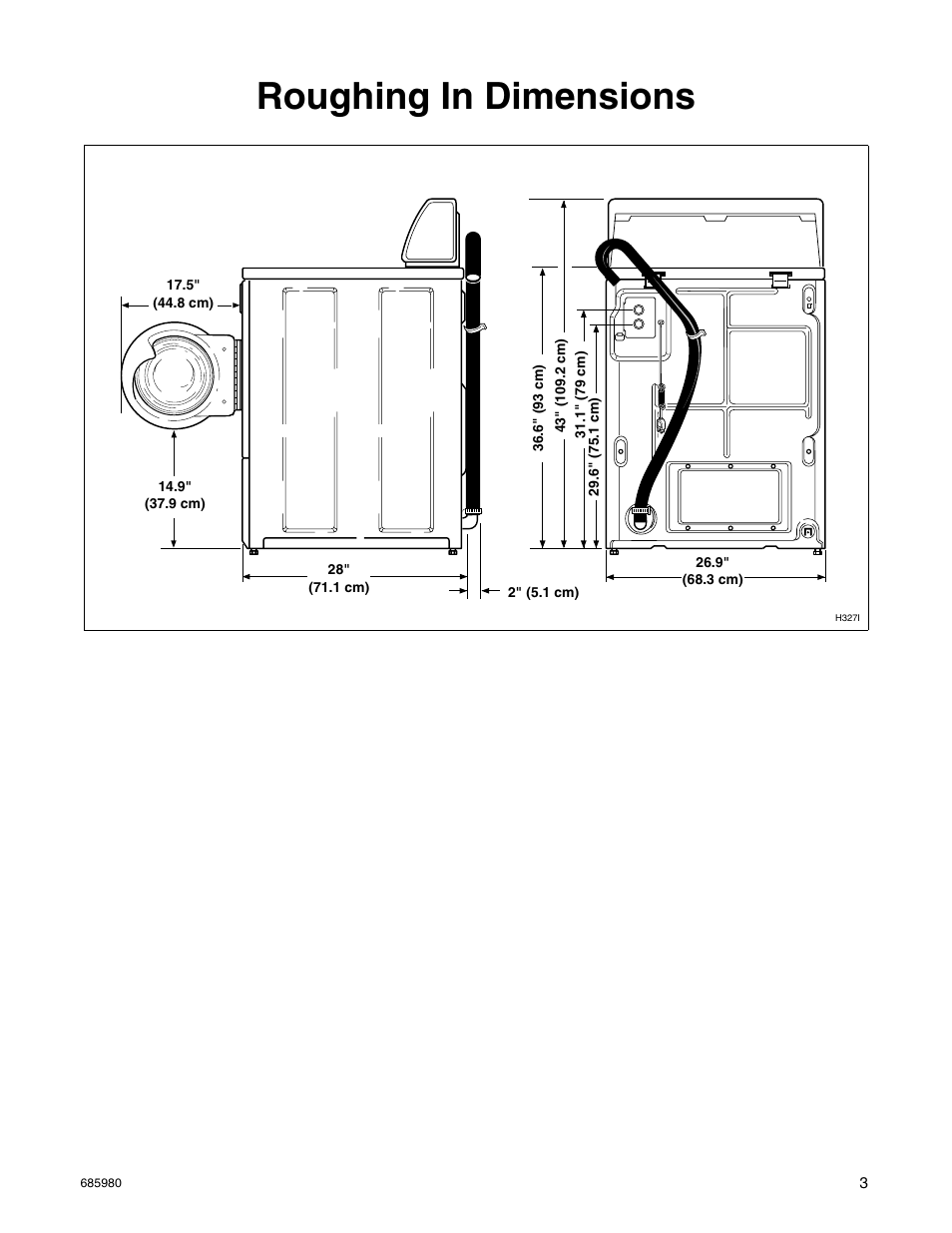 Roughing in dimensions | Alliance Laundry Systems H011C User Manual | Page 5 / 42