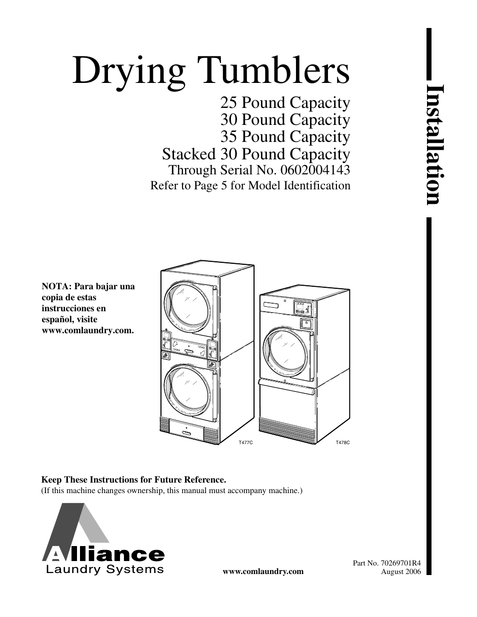 Alliance Laundry Systems 70269701R4 User Manual | 66 pages