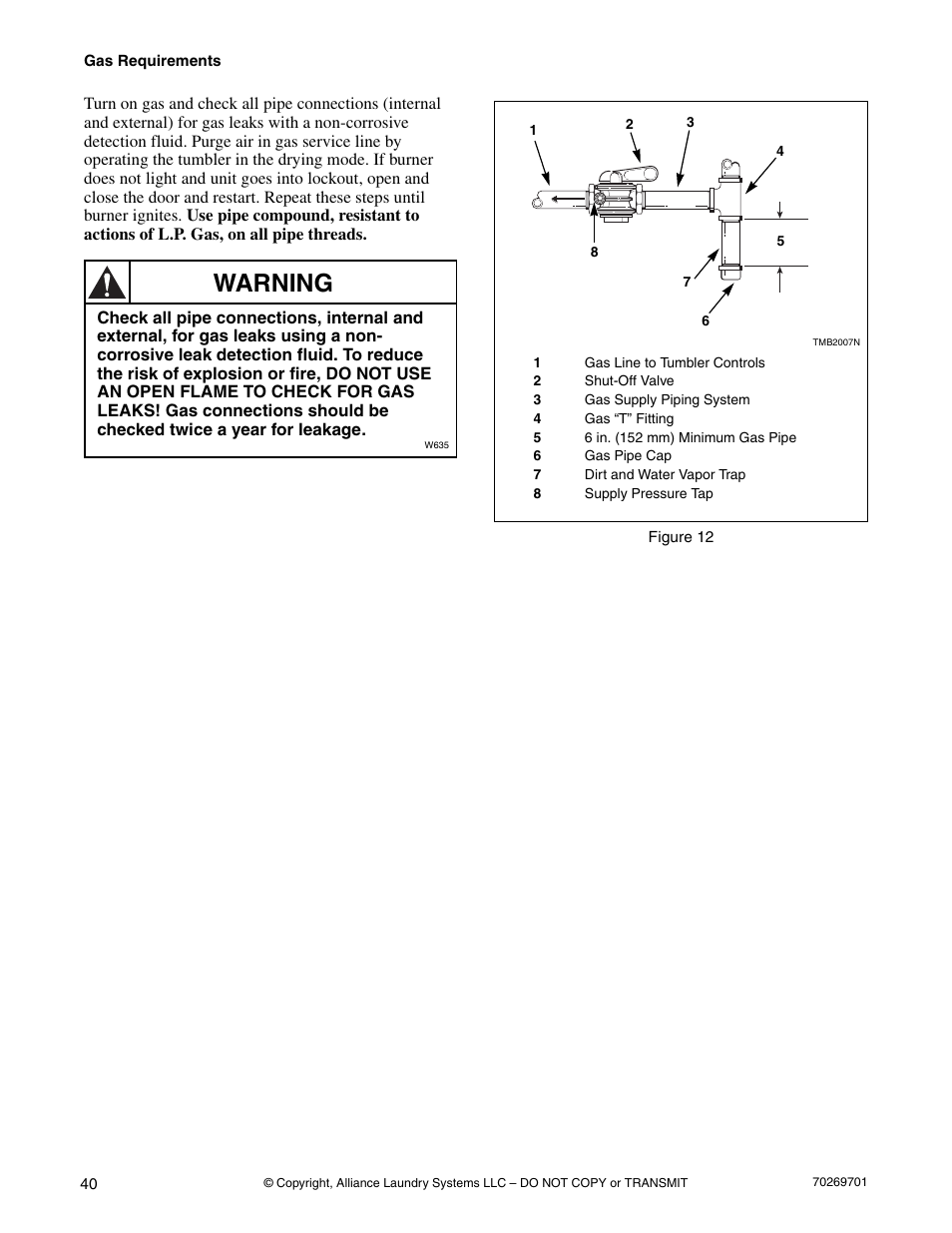 Warning | Alliance Laundry Systems 70269701R4 User Manual | Page 42 / 66