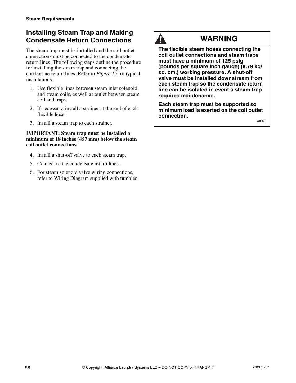 Warning | Alliance Laundry Systems 70269701R4 User Manual | Page 60 / 66