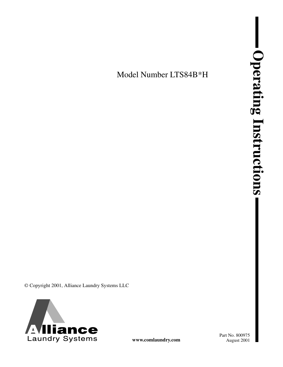 Alliance Laundry Systems LTS84B*H User Manual | 20 pages