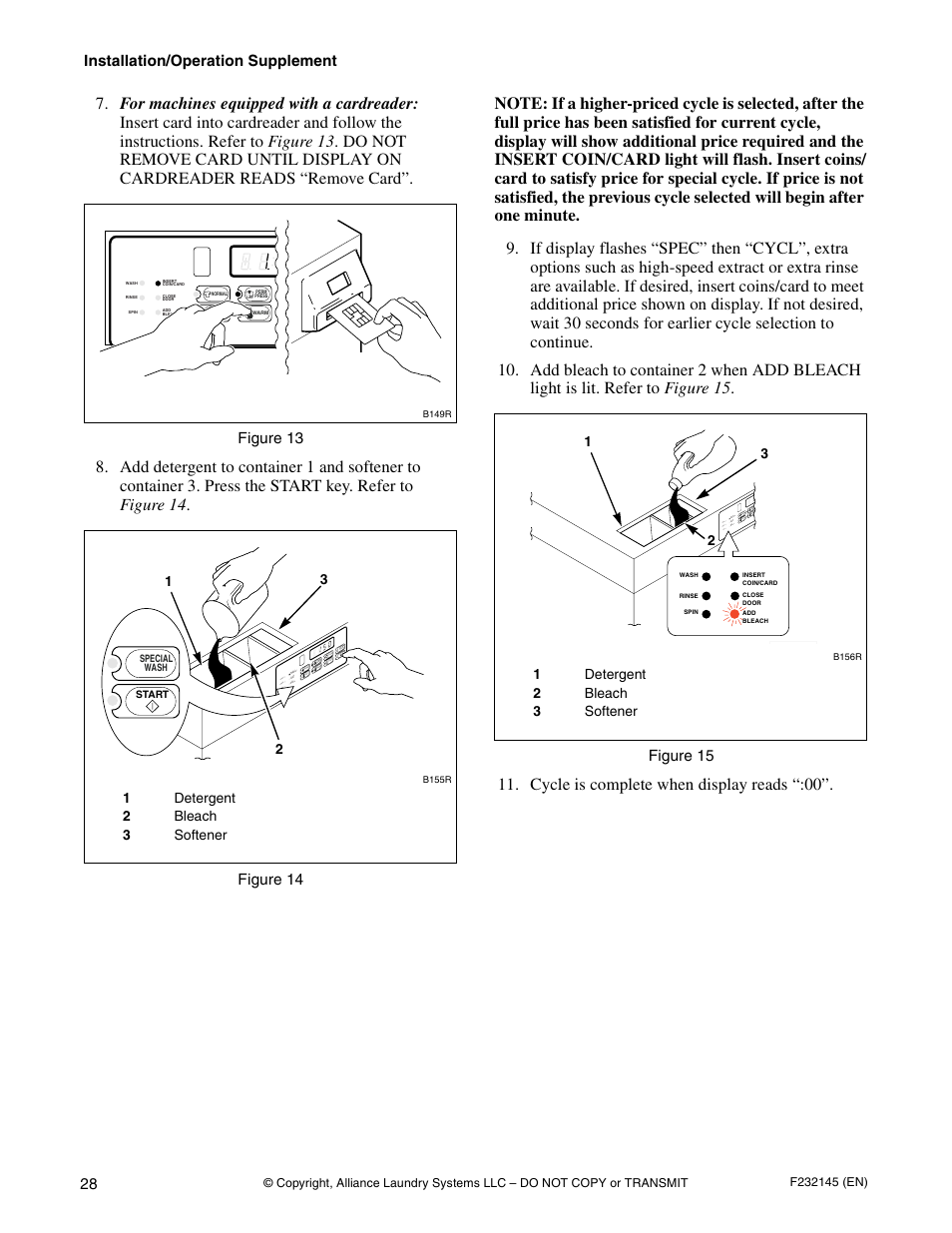 Cycle is complete when display reads “:00 | Alliance Laundry Systems CHM166C User Manual | Page 30 / 38