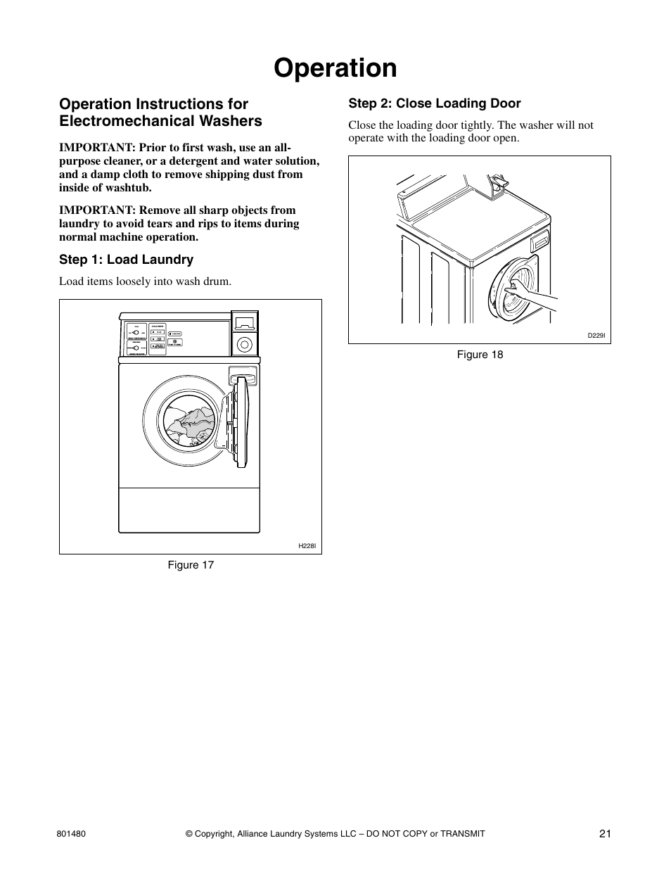 Operation | Alliance Laundry Systems H264I User Manual | Page 23 / 76