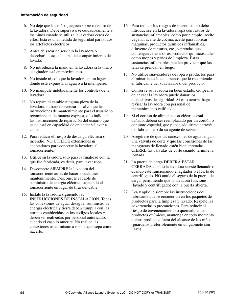 Alliance Laundry Systems H264I User Manual | Page 46 / 76