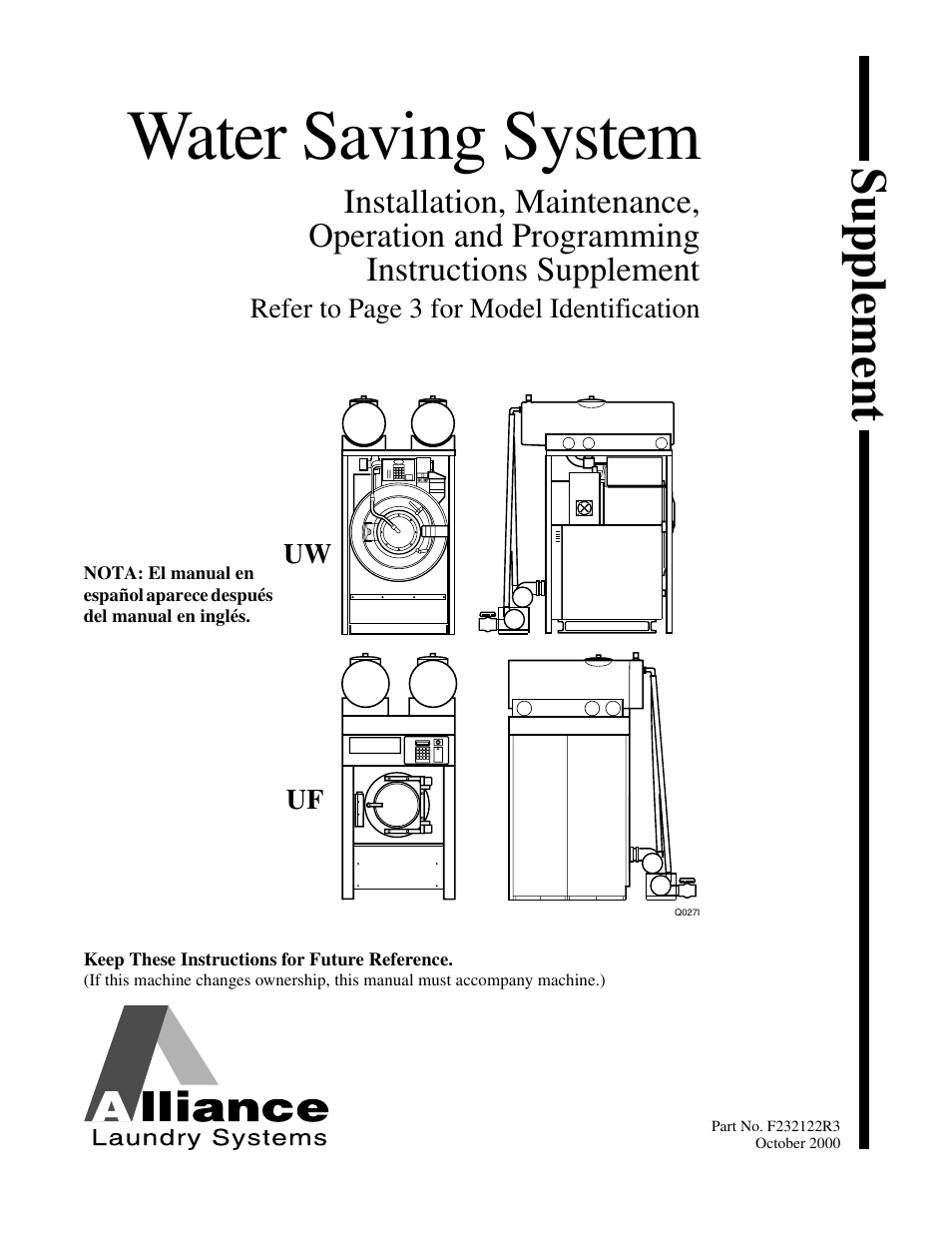 Alliance Laundry Systems F232122R3 User Manual | 64 pages