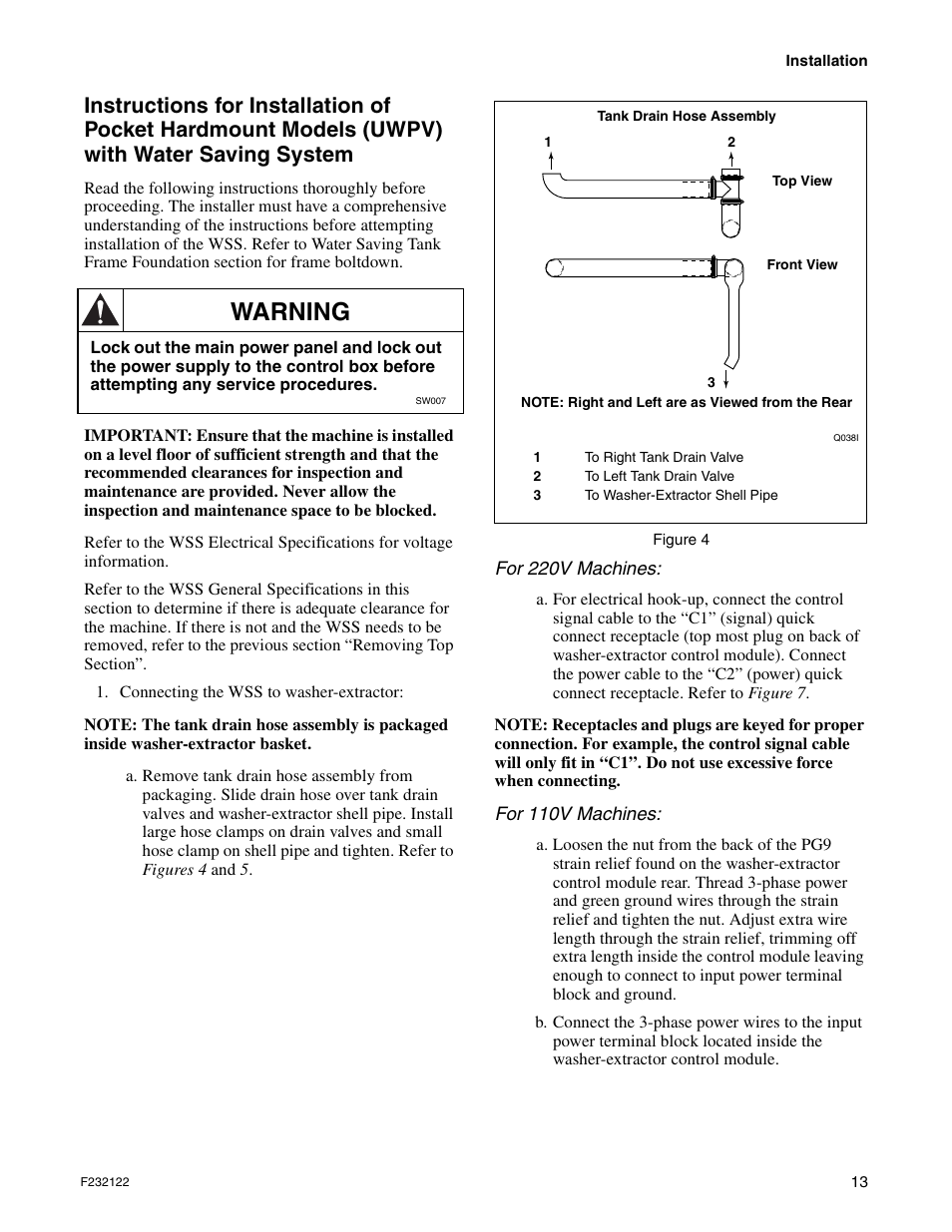 Warning | Alliance Laundry Systems F232122R3 User Manual | Page 15 / 64