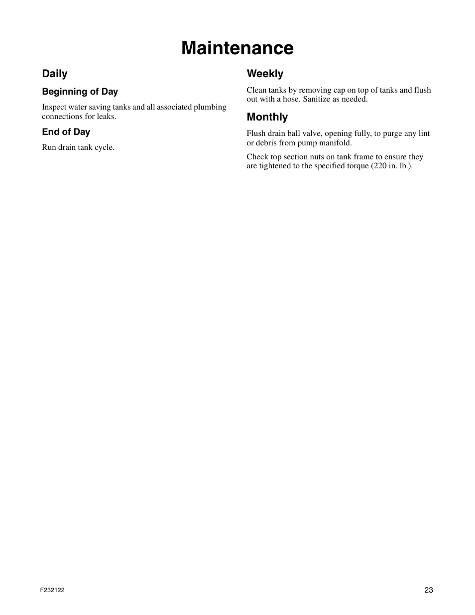 Maintenance | Alliance Laundry Systems F232122R3 User Manual | Page 25 / 64