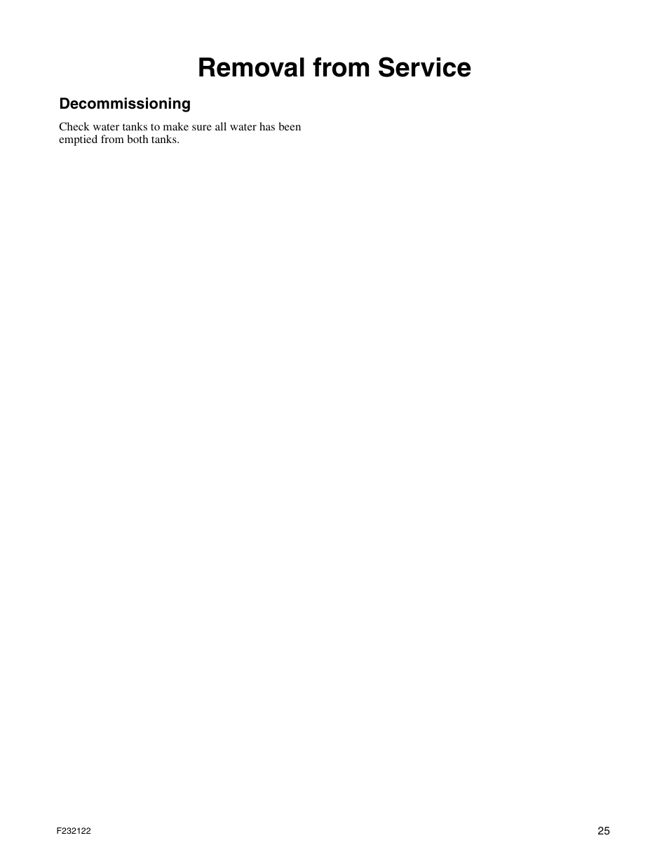 Removal from service | Alliance Laundry Systems F232122R3 User Manual | Page 27 / 64