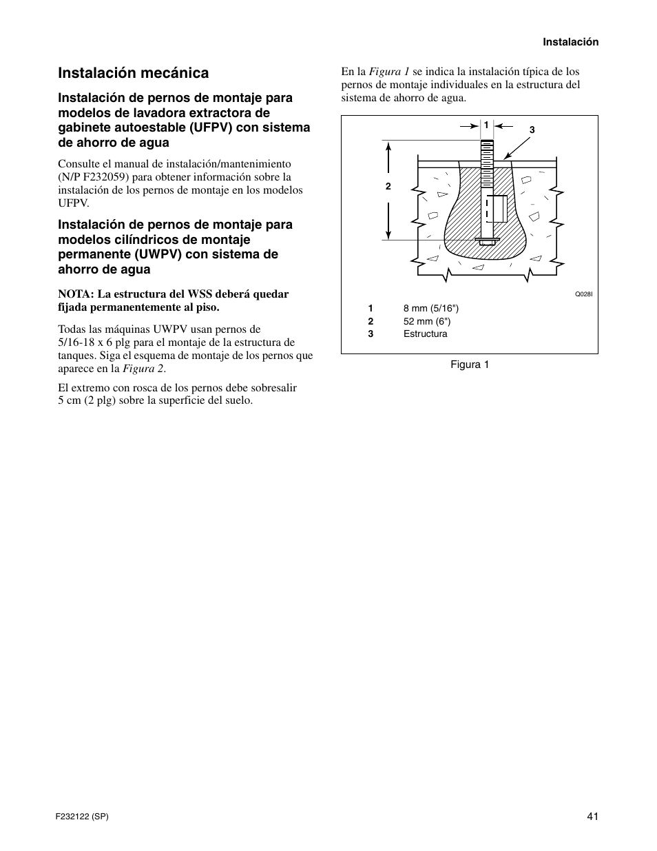 Instalación mecánica | Alliance Laundry Systems F232122R3 User Manual | Page 43 / 64