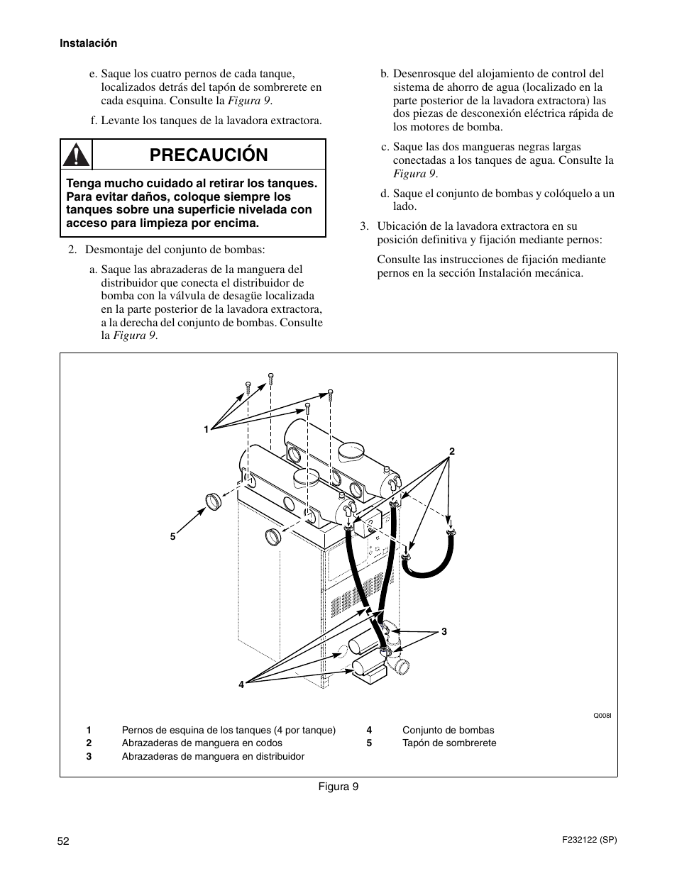 Precaución | Alliance Laundry Systems F232122R3 User Manual | Page 54 / 64
