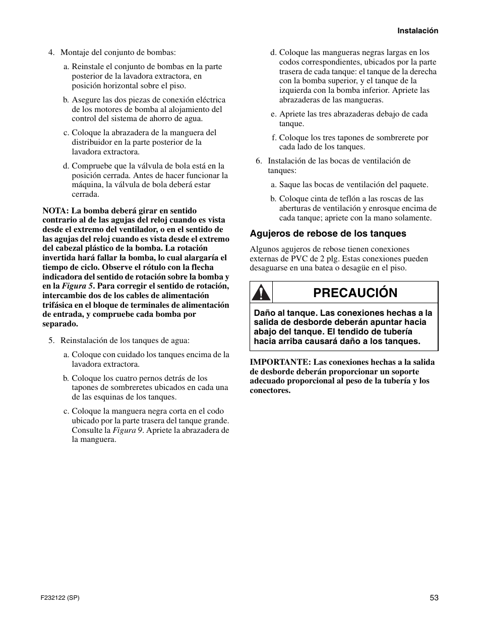 Precaución | Alliance Laundry Systems F232122R3 User Manual | Page 55 / 64