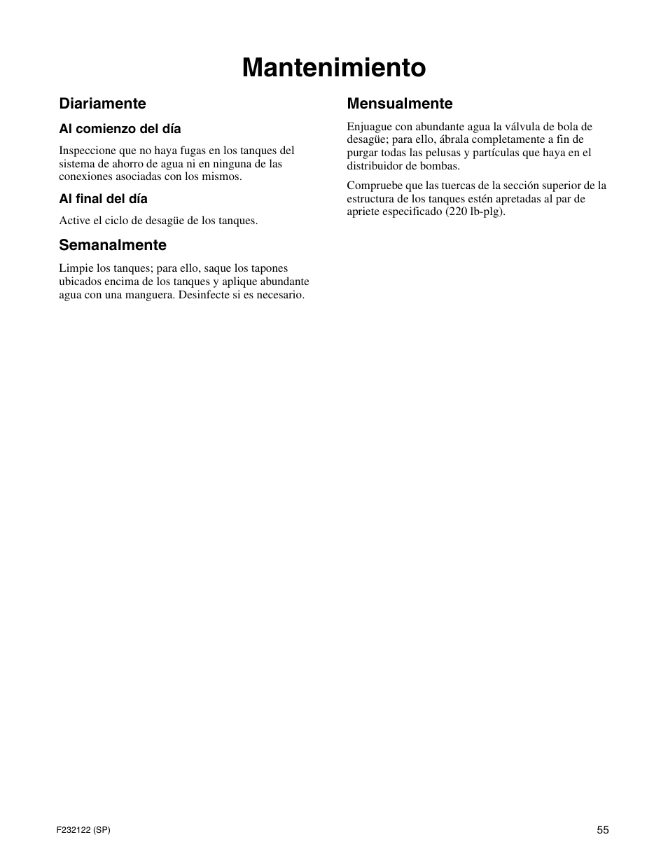 Mantenimiento | Alliance Laundry Systems F232122R3 User Manual | Page 57 / 64