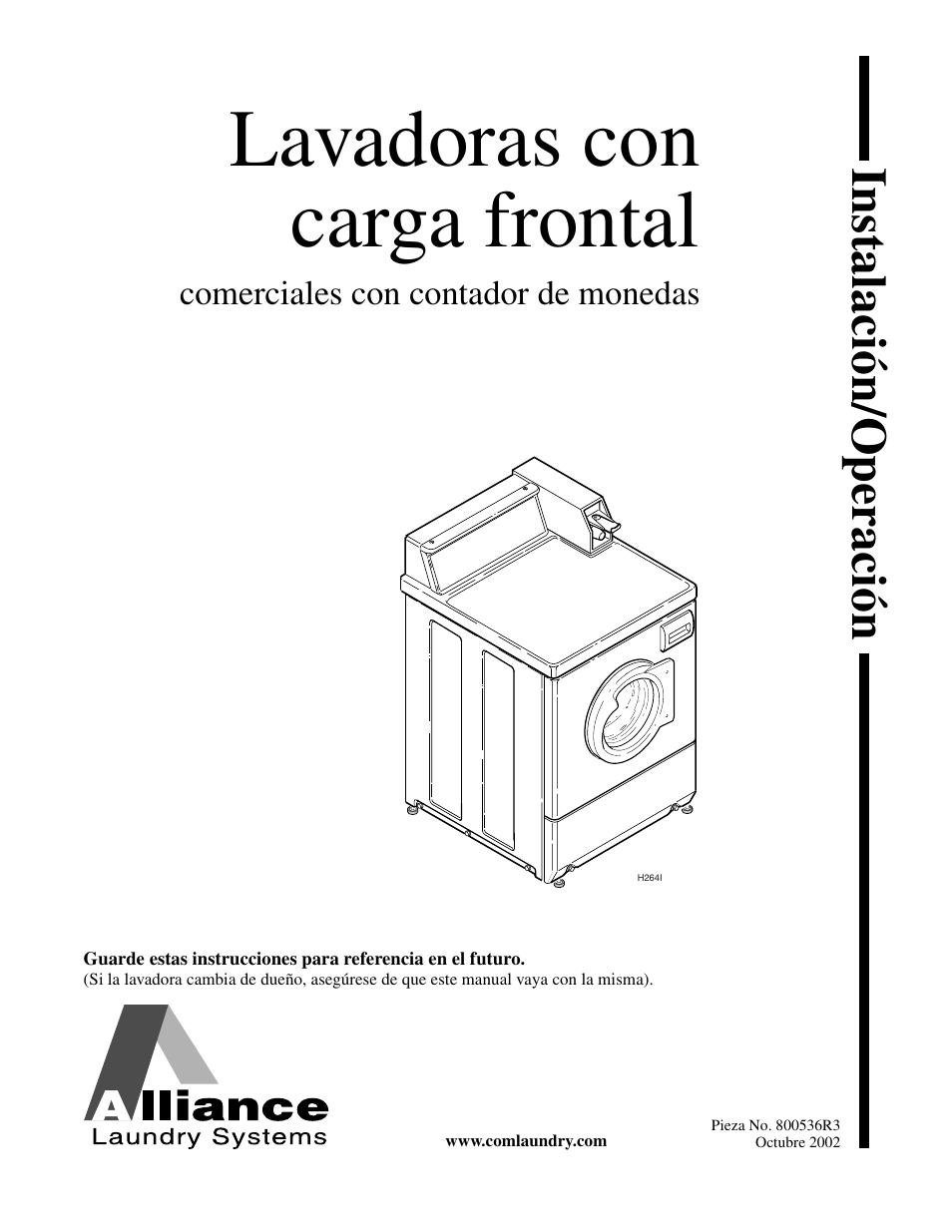 Lavadoras con carga frontal, Instalaci ó n/operaci ó n | Alliance Laundry Systems H2641 User Manual | Page 35 / 70