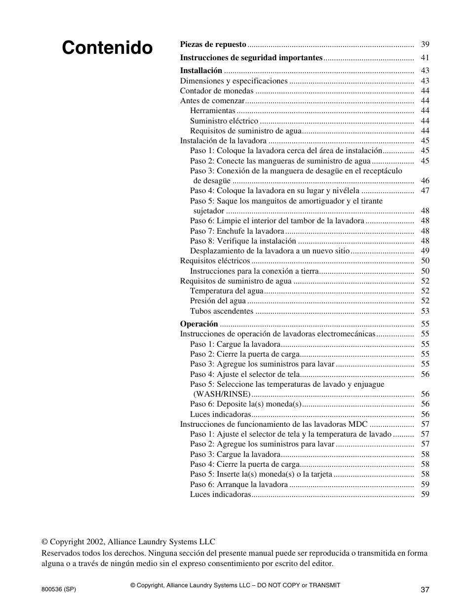 Alliance Laundry Systems H2641 User Manual | Page 39 / 70