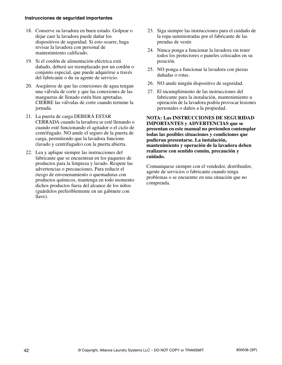 Alliance Laundry Systems H2641 User Manual | Page 44 / 70