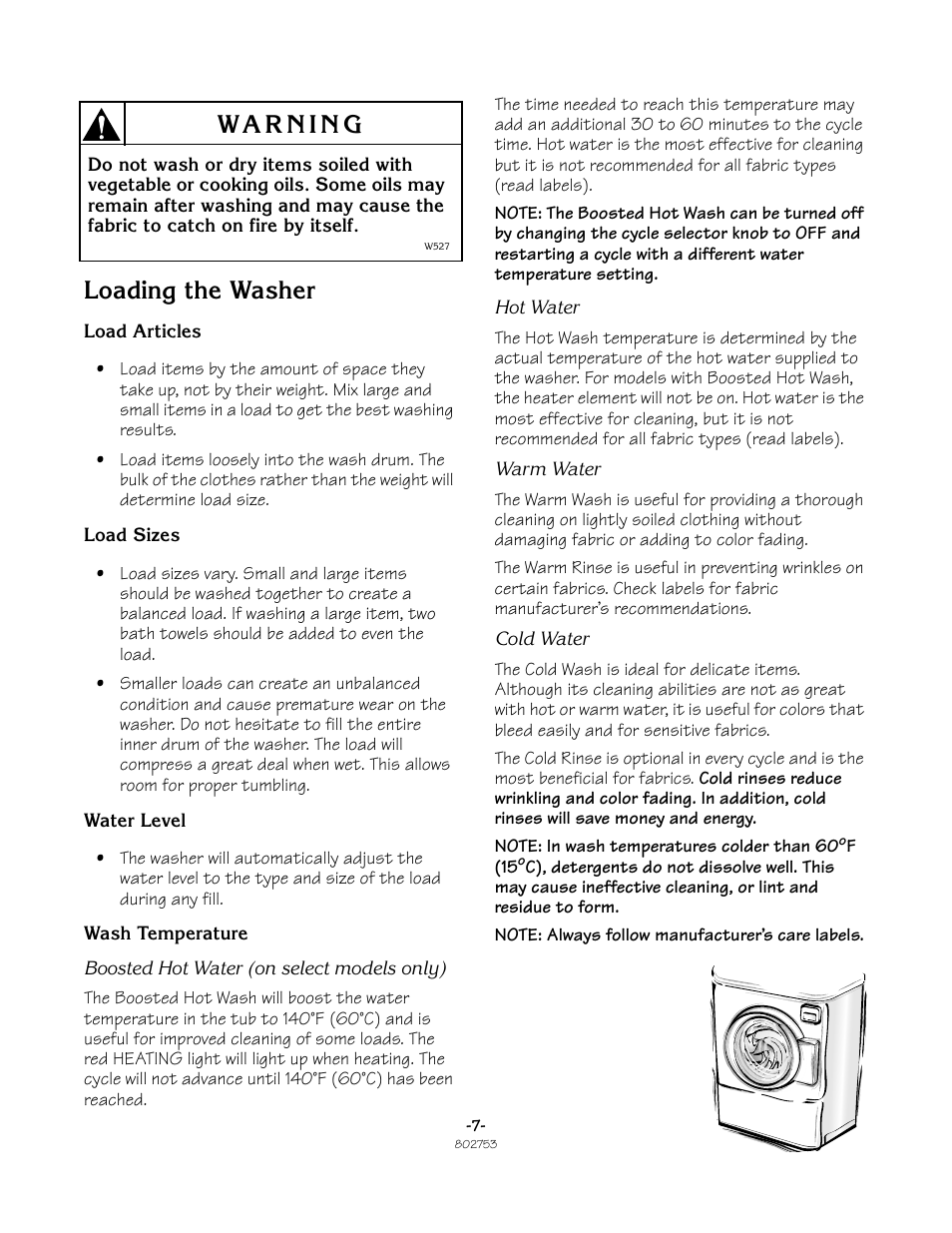 Loading the washer | Alliance Laundry Systems Frontload Washer User Manual | Page 7 / 31